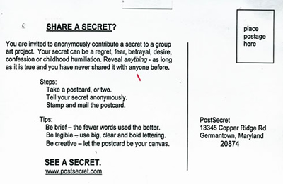 postcard, postcard secret, mail, secrets,