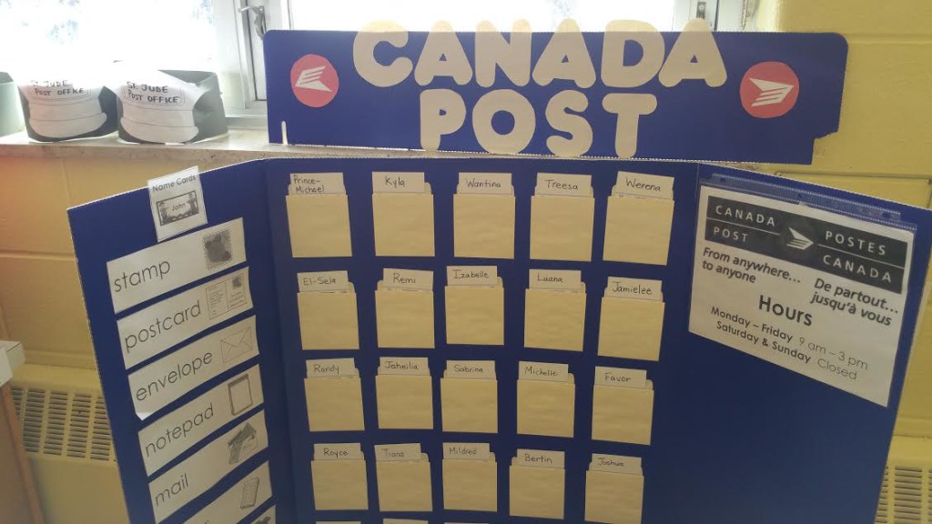 canada post, letters, mail, snail mail, kindergarten, school, classroom, post office