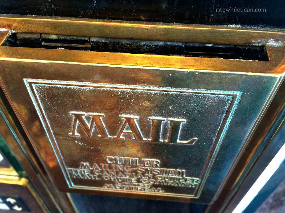 hotel mail chute, snail mail, postcards, letters, travel, vacations,