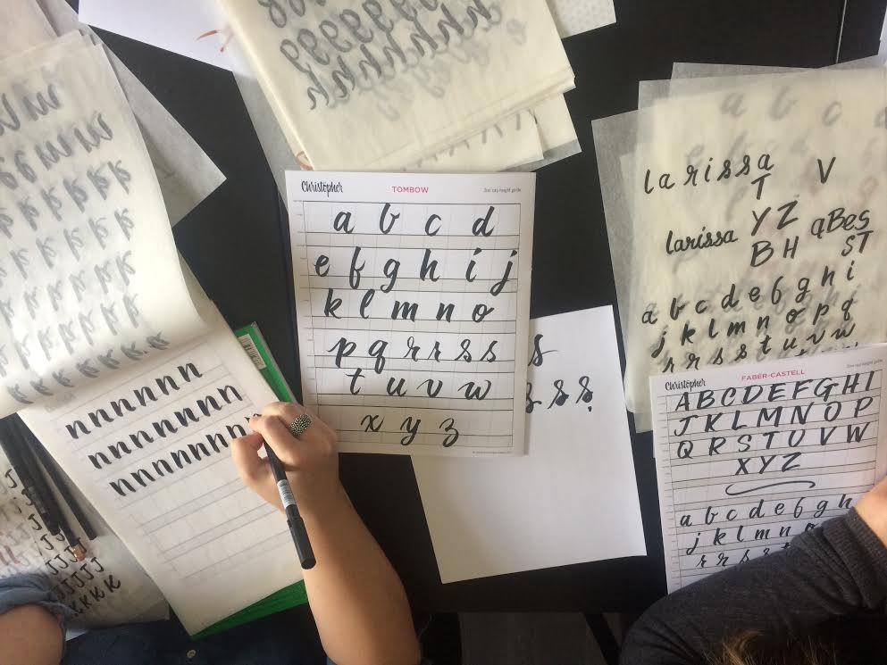 brush lettering, workshop, calligraphy, pens