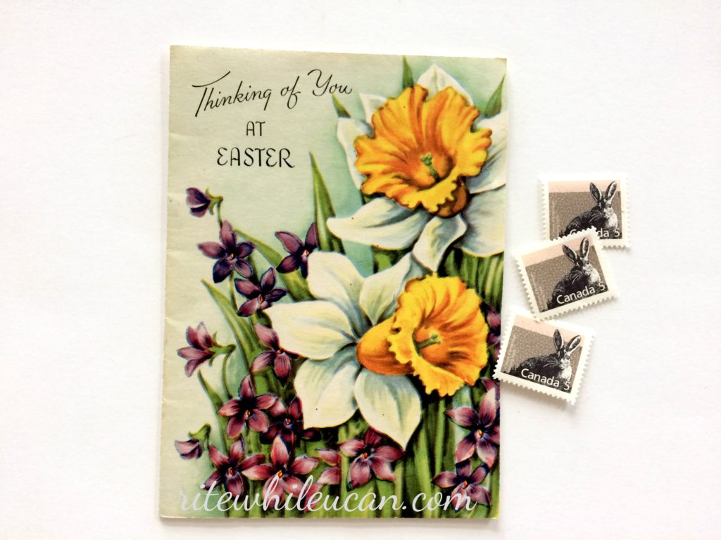 vintage Easter card, Easter, stamps, cards