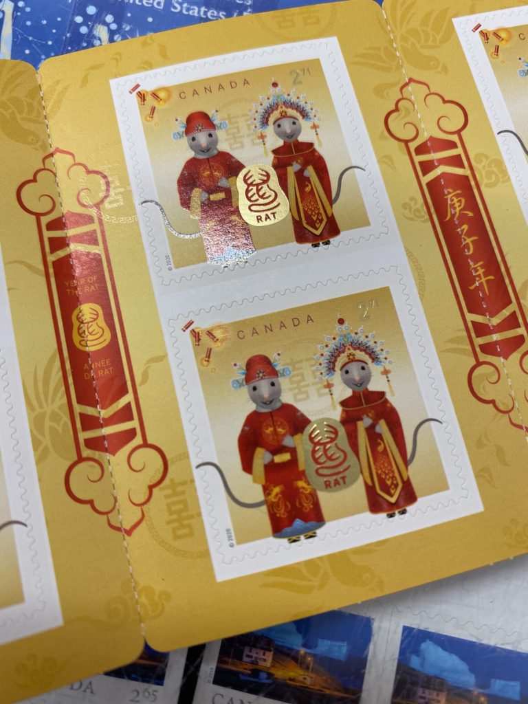 chinese new year postage stamps, cost of stamps in 2020, year of the rat